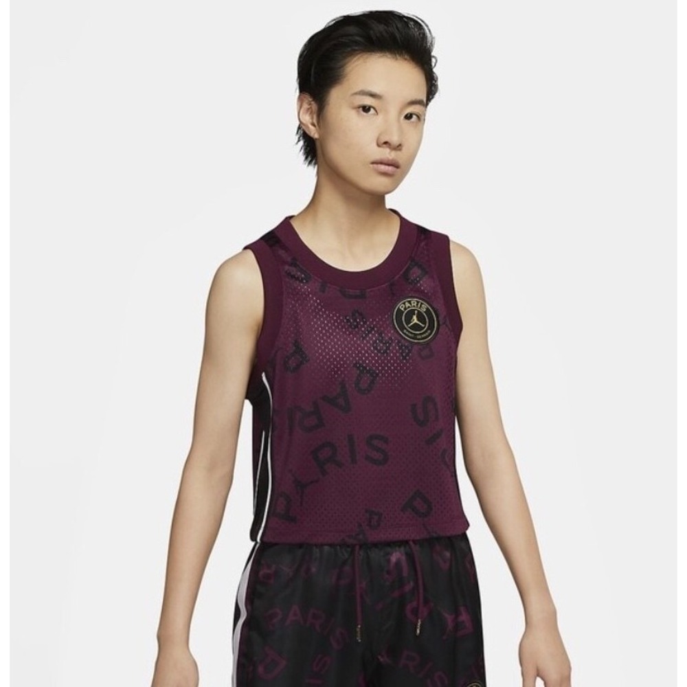 Jordan x PSG Paris Saint-Germain Jersey Mesh Crop Top Bordeaux Women L Jumpman